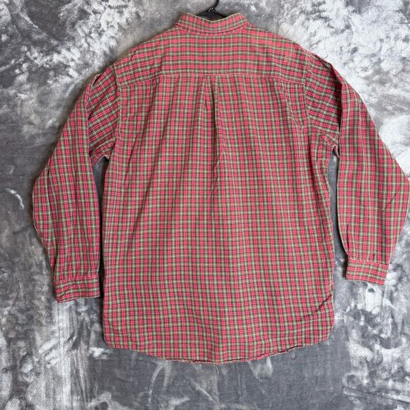 L.L. Bean Red and Green Plaid Casual Button Down Shirt - Picture 6 of 6
